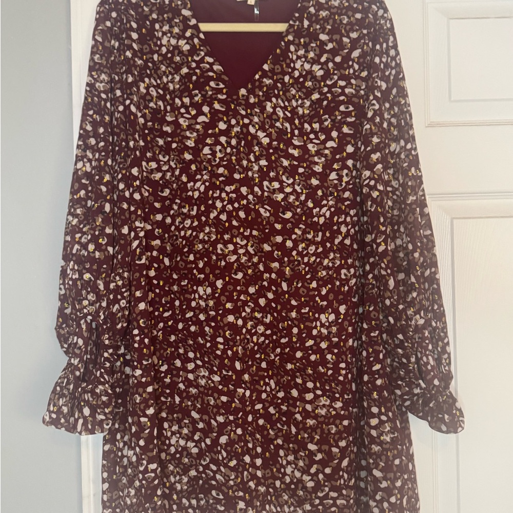 Entro Burgundy and White Mini Dress